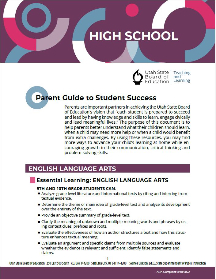 Parent Guide to Student Success High School