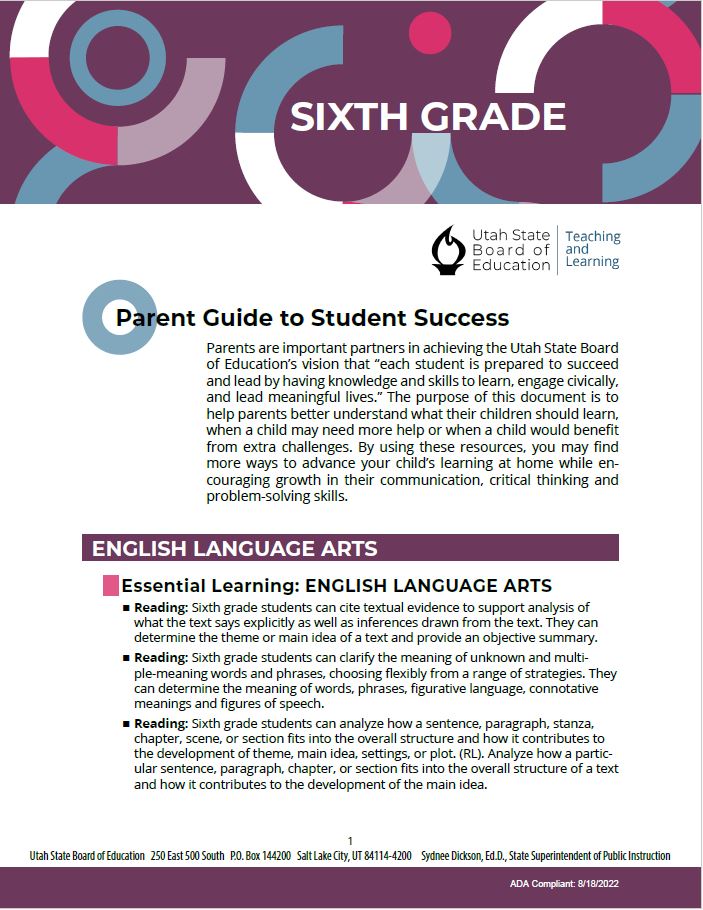 Parent Guide to Student Success Sixth Grade