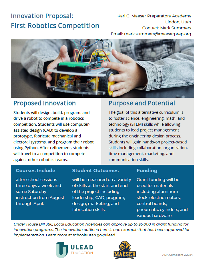 First Robotics Innovation Proposal pdf thumnail